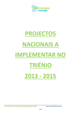projectos nacionais a implementar no triénio 2013