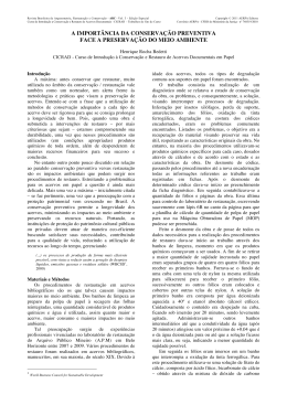 A IMPORTANCIA DA CONSERVACAO PREVENTIVA