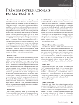 Pr&ecirc;mios internacionais em matem&aacute;tica