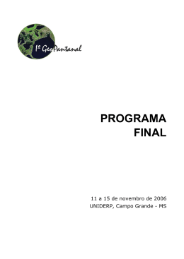 Programa Final do I&ordm; Geopantanal