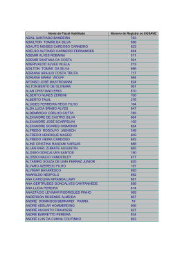 Lista do Fiscal Habilitado para Registro no COSAVE