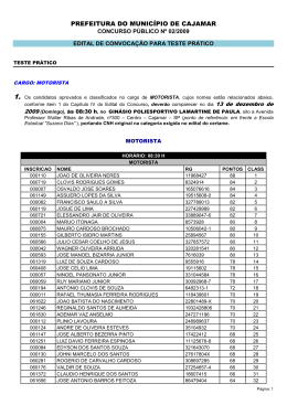 edital de convoca&ccedil;&atilde;o para o teste pr&aacute;tico
