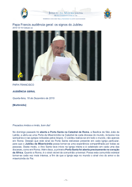 Papa Francis audiência geral: os signos do Jubileu