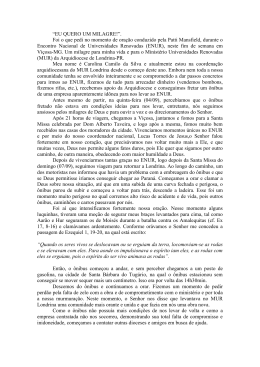 &ldquo;EU QUERO UM MILAGRE!&rdquo;. - Minist&eacute;rio Universidades Renovadas