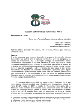 NÚCLEOS COMUNITÁRIOS DE CULTURA - ANO 3 Área