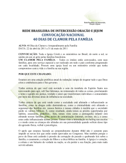 CONVOCAÇÃO NACIONAL 40 DIAS DE CLAMOR PELA FAMÍLIA