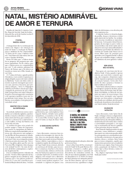 NATAL, MISTÉRIO ADMIRÁVEL DE AMOR E TERNURA