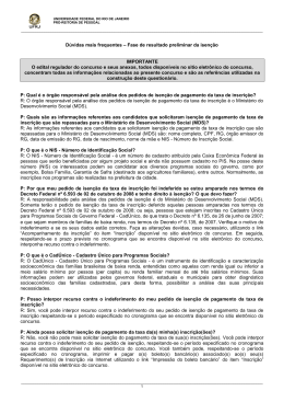 D&uacute;vidas mais frequentes - Concursos UFRJ - PR-4 - Pr&oacute;
