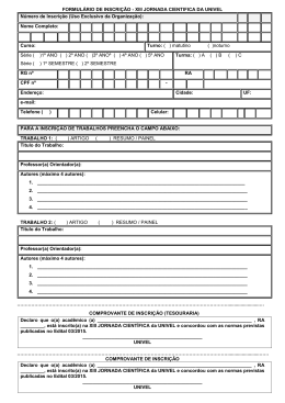 FICHA DE INSCRI&Ccedil;&Atilde;O (Preencha uma ficha para cada