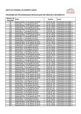 N&uacute;mero de Inscri&ccedil;&atilde;o Data Hor&aacute;rio Local 30 segunda