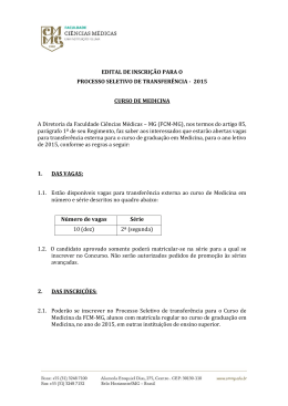 edital de inscri&ccedil;&atilde;o 2015 - Ci&ecirc;ncias M&eacute;dicas de Minas Gerais