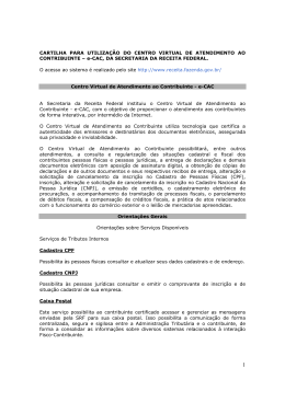 CARTILHA PARA UTILIZAÇÃO DO CENTRO VIRTUAL DE