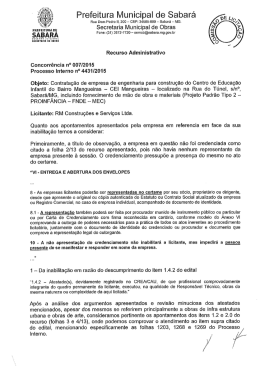 Parecer da secretaria municipal de obras