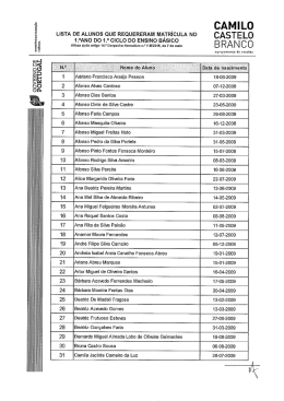 Alunos matriculados no 1º ciclo - Agrupamento de Escolas Camilo