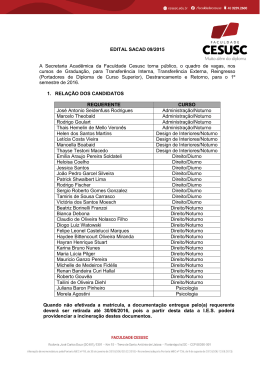 Publica&ccedil;&atilde;o da 1&ordf; chamada dos processos de