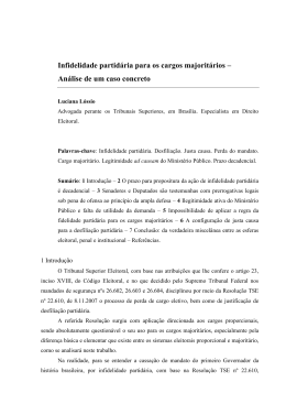 Infidelidade partid&aacute;ria para os cargos majorit&aacute;rios &ndash; An&aacute;lise