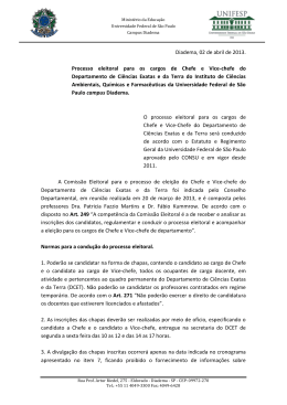 Diadema, 02 de abril de 2013. Processo eleitoral para os cargos de
