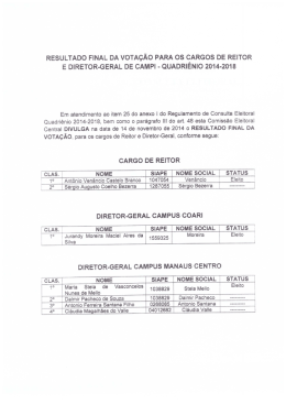 RESULTADO FINAL DA VOTAÇÃO PARA OS CARGOS DE
