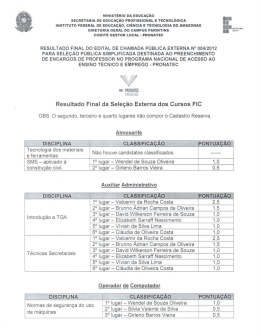 MINISTERIO DA EDUCAÇÃO sECRETARIA DE EDUCAÇÃO
