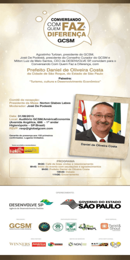Prefeito de S&atilde;o Roque Daniel de Oliveira Costa