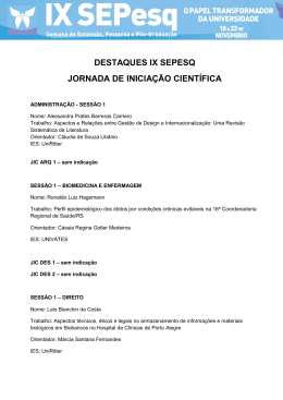 destaques ix sepesq jornada de iniciação científica