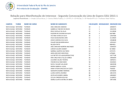 Segunda Convoca&ccedil;&atilde;o da Lista de Espera SiSU 2015-1