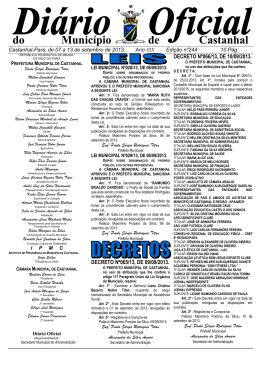 do Munic&iacute;pio de Castanhal - Prefeitura Municipal de Castanhal