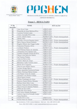 Mestrado 2015 – Resultado da Etapa I - PPGHEN