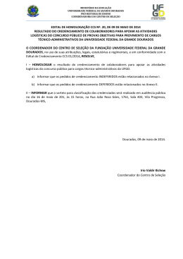 Edital de Homologação CCS n° 20/2014 - Centro de Seleção