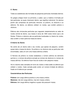 O Átomo Todas as substâncias são formadas de pequenas