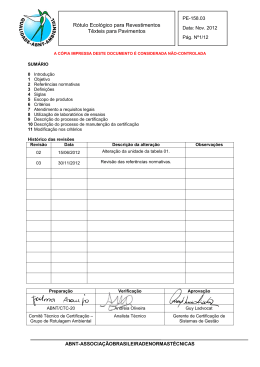 R&oacute;tulo Ecol&oacute;gico para Revestimentos T&ecirc;xteis para Pavimentos