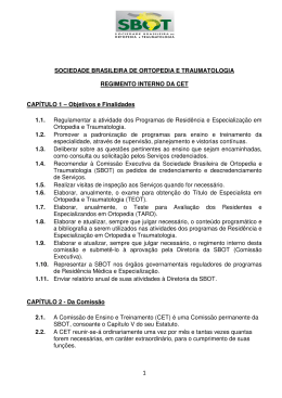 SOCIEDADE BRASILEIRA DE ORTOPEDIA E TRAUMATOLOGIA