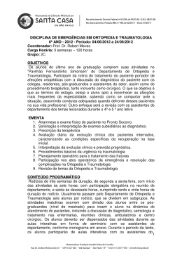 1 DISCIPLINA DE EMERG&Ecirc;NCIAS EM ORTOPEDIA E