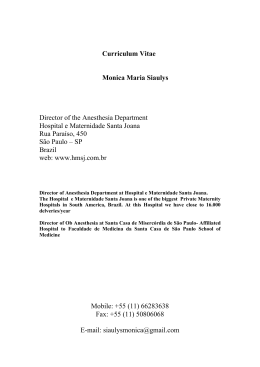 Curriculum Vitae Monica Maria Siaulys