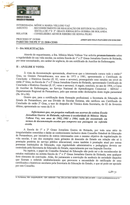 parecer cee/pe n&ordm; 22/2000-cems - Conselho Estadual de Educa&ccedil;&atilde;o