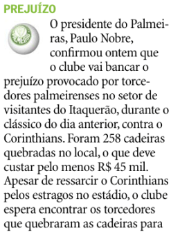 O presidente do Palmei- ras, Paulo Nobre, confirmou ontem que o