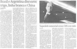 Brasil e Argentina discutem trigo. linha branca e China