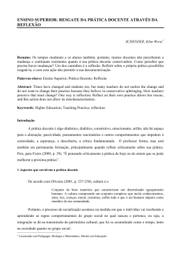 ensino superior: resgate da pr&aacute;tica docente atrav&eacute;s da reflex&atilde;o