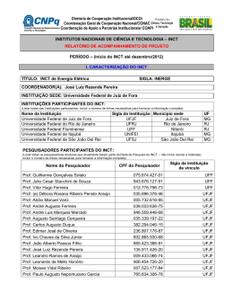 ACOMPANHAMENTO OPERACIONAL DOS INCTs