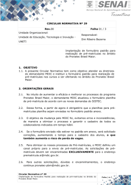 Implanta&ccedil;&atilde;o de formul&aacute;rio padr&atilde;o para realiza&ccedil;&atilde;o de pr&eacute;