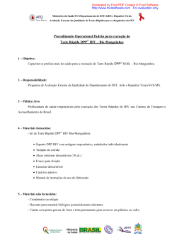 Procedimento Operacional Padr&atilde;o para execu&ccedil;&atilde;o do Teste R&aacute;pido