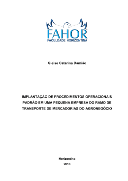 implanta&ccedil;&atilde;o de procedimentos operacionais padr&atilde;o em