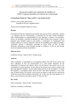 Documento padr&atilde;o para submiss&atilde;o de trabalhos ao XXIX