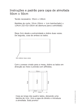 Instruções e padrão para capa de almofada 50cm x 50cm