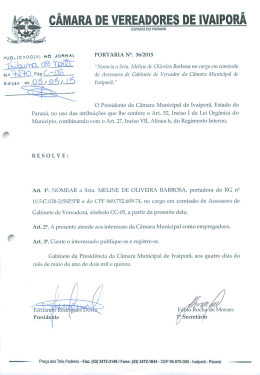 ` *Lkmügi I "Nomeia a Srta. Meiirie de Oliveira Barbosa no cargo em