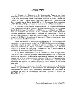 APRESENTA&Ccedil;&Atilde;O A Semana de Enfermagem da Universidade