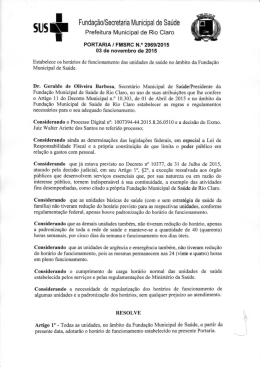 portaria/fmsrc n&ordm; 2969/2015 - Funda&ccedil;&atilde;o Municipal da Sa&uacute;de de Rio