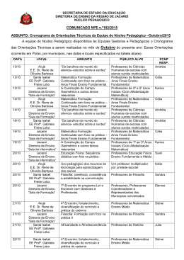NPE - Cronograma de Orientações Técnicas da Equipe do Núcleo