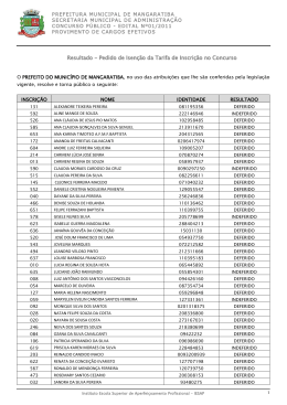 Resultado - Pedido de Isen&ccedil;&atilde;o da Tarifa de Inscri&ccedil;&atilde;o no