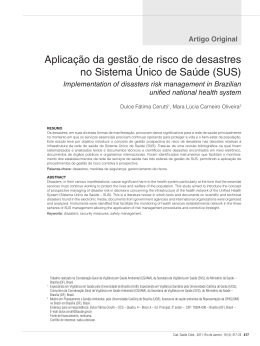Aplica&ccedil;&atilde;o da gest&atilde;o de risco de desastres no Sistema